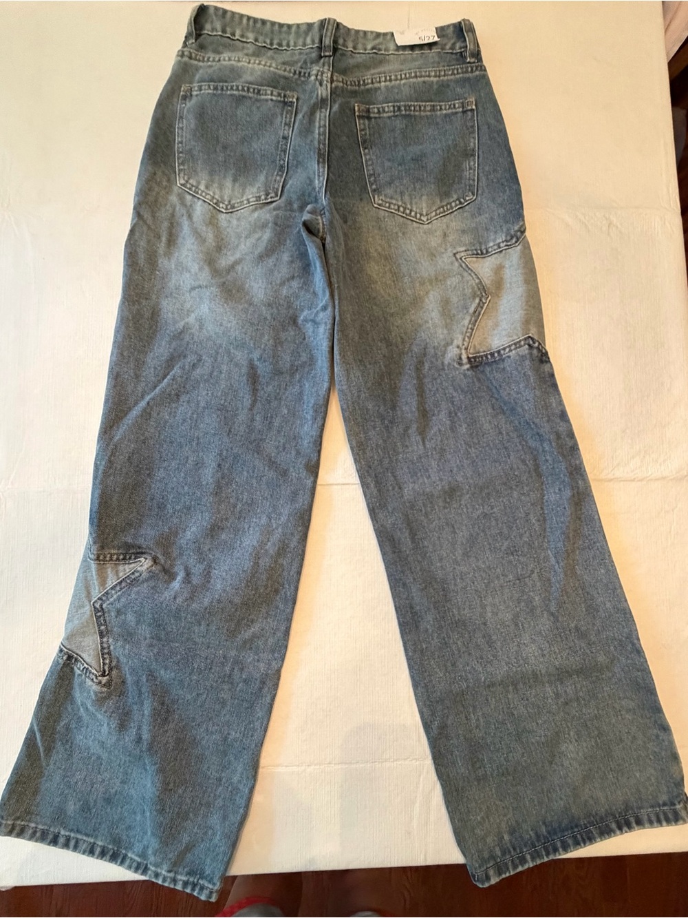 NEW Cali 1850 Wide Leg Star Patch Jeans - with Concho belt included - Picture 12 of 14